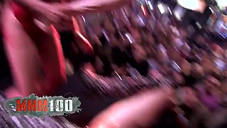 Old pierced slut gets fisted and ass fucked by huge dildo in public - MMM100