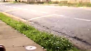 Risky masturbation at the bus stop next to the steamy girl!