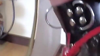 Mz30 - Latex Girl, Bound by Red Rope, Admiring Herself in Front of a Mirror