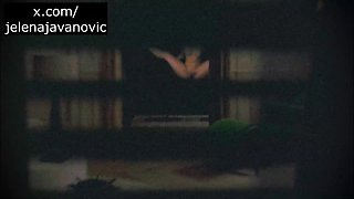 Spy Blonde Woman at the window