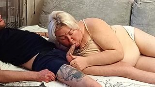 Insatiable Stepmom Sucks Cock and Swallows Cum