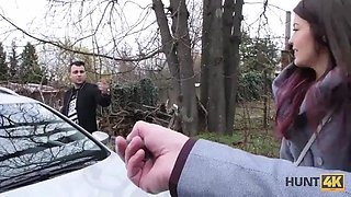 HUNT4K. Couple has no money for car so why teen redhead undresses: Blowjob, Amateur  Pov Porn