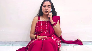 Indian Wife Video Call with Husband Seducing but Wife Cheats on a Husband While Having Sex with Devar in Hindi