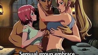 Threesome fucked in forest house