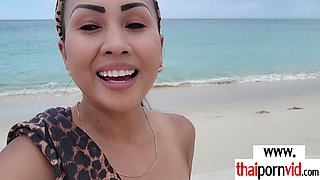Nasty Thai cougar masturbating and blowing
