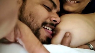 Romantic Couple Boobs sucking and Kissing