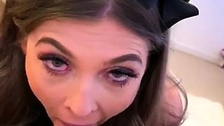 Blonde slut sucks and rides pornstars big cock pov