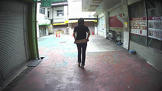 Japan Walking with Her Ass Out Outdoors