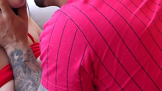 Cute Young Girl Publicly Fucked by an Italian Guy with a Huge Cock on a Summer Patio!