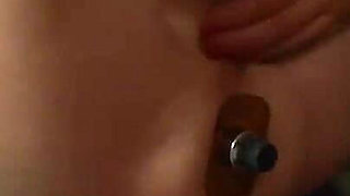 Sexy babe playing with her slave