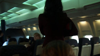 Lucky hunk gets to fuck two hot passenger babes on board an aeroplane