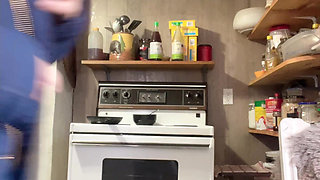 Hana at Kitchen Cooking Then She Need Go to Pee on Toilet