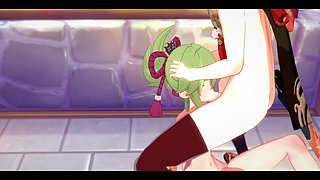 Genshin Impact Hentai - Kazuha X Kuki Shinobu Blowjob and Fucked with Creampie - Japanese Asian Manga Anime Game Porn
