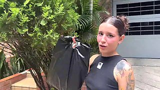 Tattooed Andres Acosta Returns Home with Rough Hardcore Pounding for Small Perky Tits After Shopping at Sex Shop
