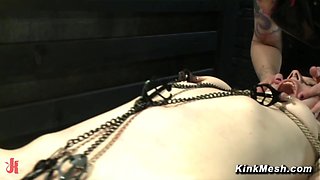 Bound slave clit and nipples tormented