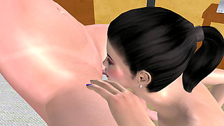 Animated 3D Lesbian Porn - Gorgeous Teen on Chair, Mature Woman Licking Her Pussy to Multiple Orgasms
