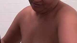 Big ass blonde chubby fucking on the toilet