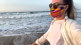 Blonde Amateur with Big Tits Is Walking Without a Bra