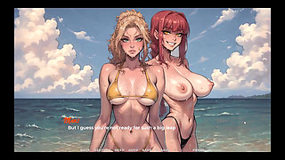 My New Girlfriend Taboo Hentai Game Ep.26 Naughty Step Sisters Going Topless at the Beach!