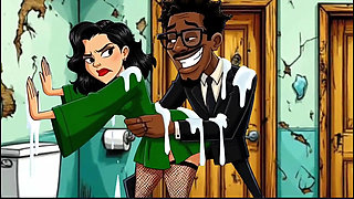 Slut Wife Fucked in Dirty Public Toilet. Cartoon