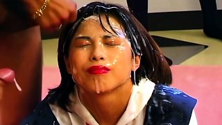 Asian hotties suck group sex