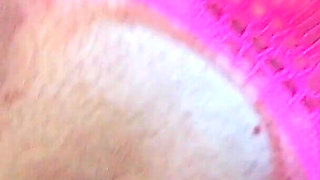 Pink Granny Fingers Dripping Pussy Sucks Sloppy Dildo Clean