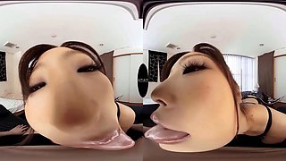 Cute asian in black lingerie POV