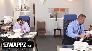 Office Orgy: Horny Stepdads Swap Teen Stepdaughters for Wild Foursome