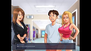 University summer adventures with big boobed students in Summertime Saga