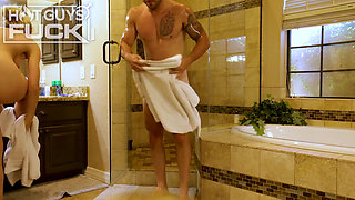 Blonde College Jock Travis's Hairy Hunk Showdown with Stunning River Lynn