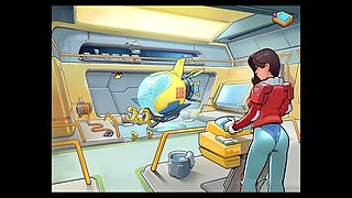 Busty blonde android enjoys some sauna fun in space rescue