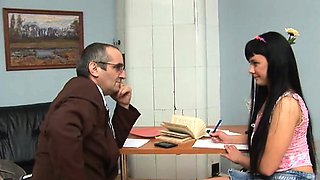 Teacher forcing himself on awesome chick