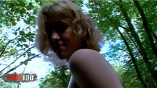 Axelle-laroche: Lovely Blonde Axelle Laroche Removing Clothes by the River