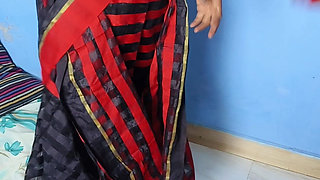 Black Saree Wearing Hot Show