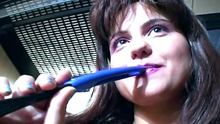 Kitchen Anal Dildo Stretch with Self-sucking Sloppy Tits