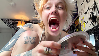 No Makeup Goth Girl Mouth Tour with Hand Mirror