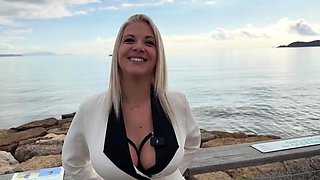 Amateur Blonde Blowjob handjob and cumshot