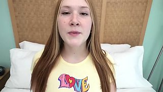 POV teen porn featuring a pretty pale redhead