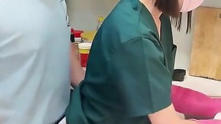 The Nurse Lady Is Inserted Into Her Body From Behind by the Doctor and Cums Inside the Ass