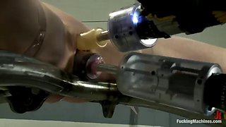 redhead audrey lords enjoying a fucking machine with multiple toys