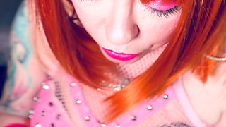 Sweet In Pink! Tina Snua Dressed In Pink Latex Gloves Smoking A Cork Cigarette - Snap Inhales Drifting Smoke OMI OME Dangles