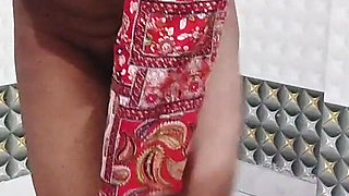 Real Indian Couple Hot Sex in Red Dress - Blowjob, Deepthroat, Missionary & Doggy with Cum on Breasts