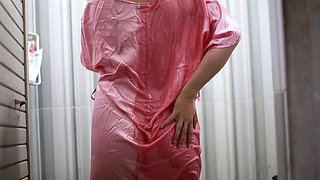 VOYEUR OF A PLUMP INDIAN WIFE IN A TRANSPARENT SATIN DRESS
