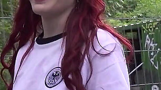 German Scout - Redhead Football Fan Mia May Pickup for Anal Fuck at Viewing
