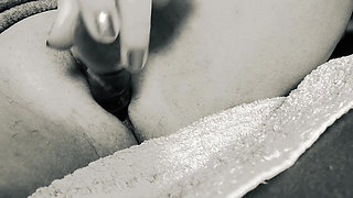 She lets the glass smack