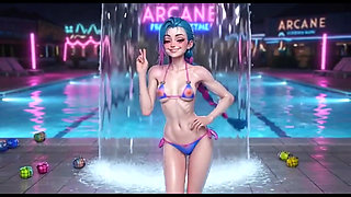 Explicit Jinx Hentai Compilation, Wet Shiny Body, Multiple Poses, Arcane Ai