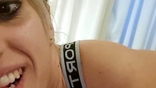 Blonde tight pussy babe has solo toy fun