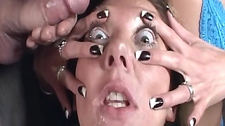 Mature Blonde MILF Drenched in Thick Cum During Messy Oral