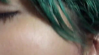 Green Haired Maid Gives a Sloppy BJ