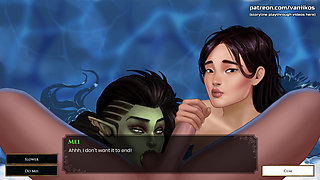 Hot Threesome Sex with a Muscular Big Boobs Orc Woman and a Hot Asian MILF - Cartoon Animated Porn Game - What a Legend!